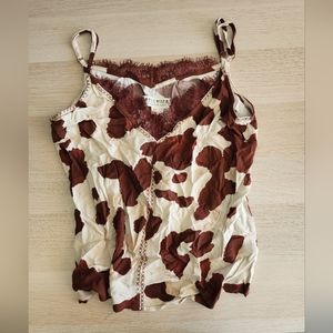 Idyllwind cowprint lace camisole spaghetti strap